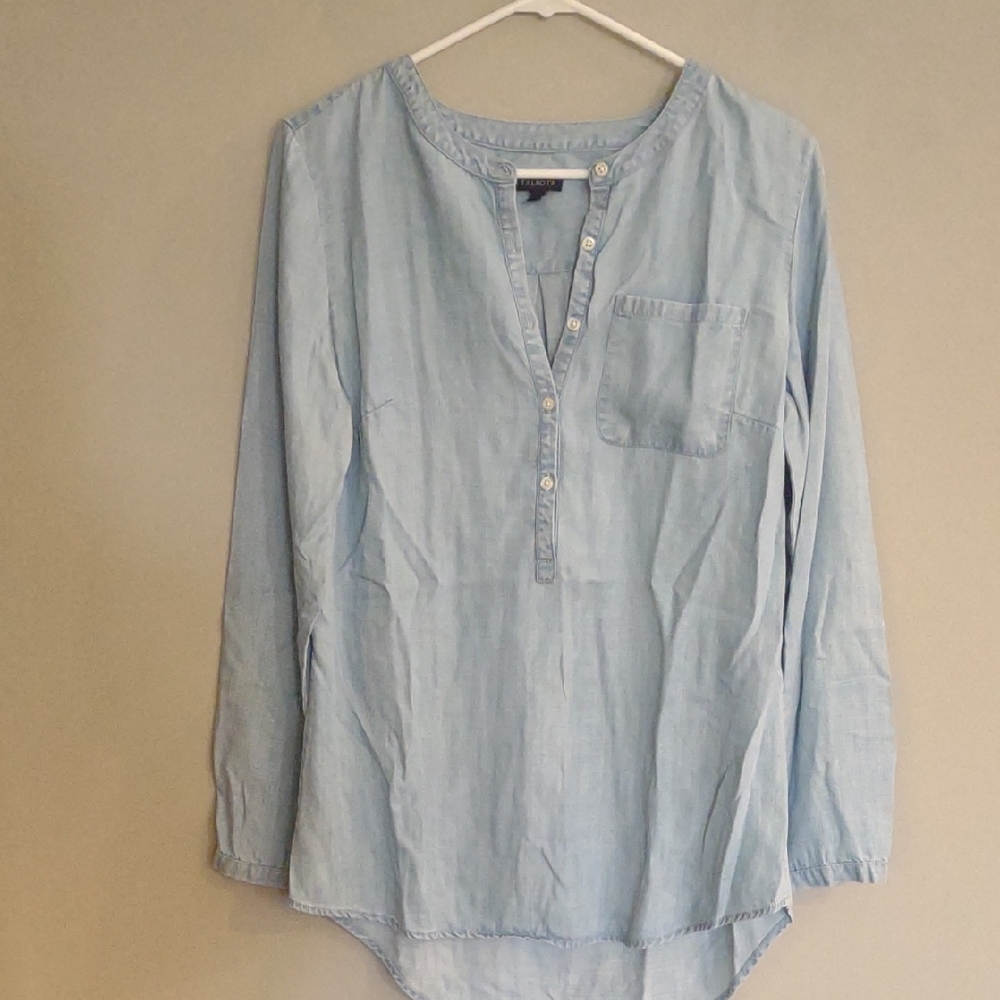 Talbots Small  Light Blue Denim Long Sleeve‎  Shirt